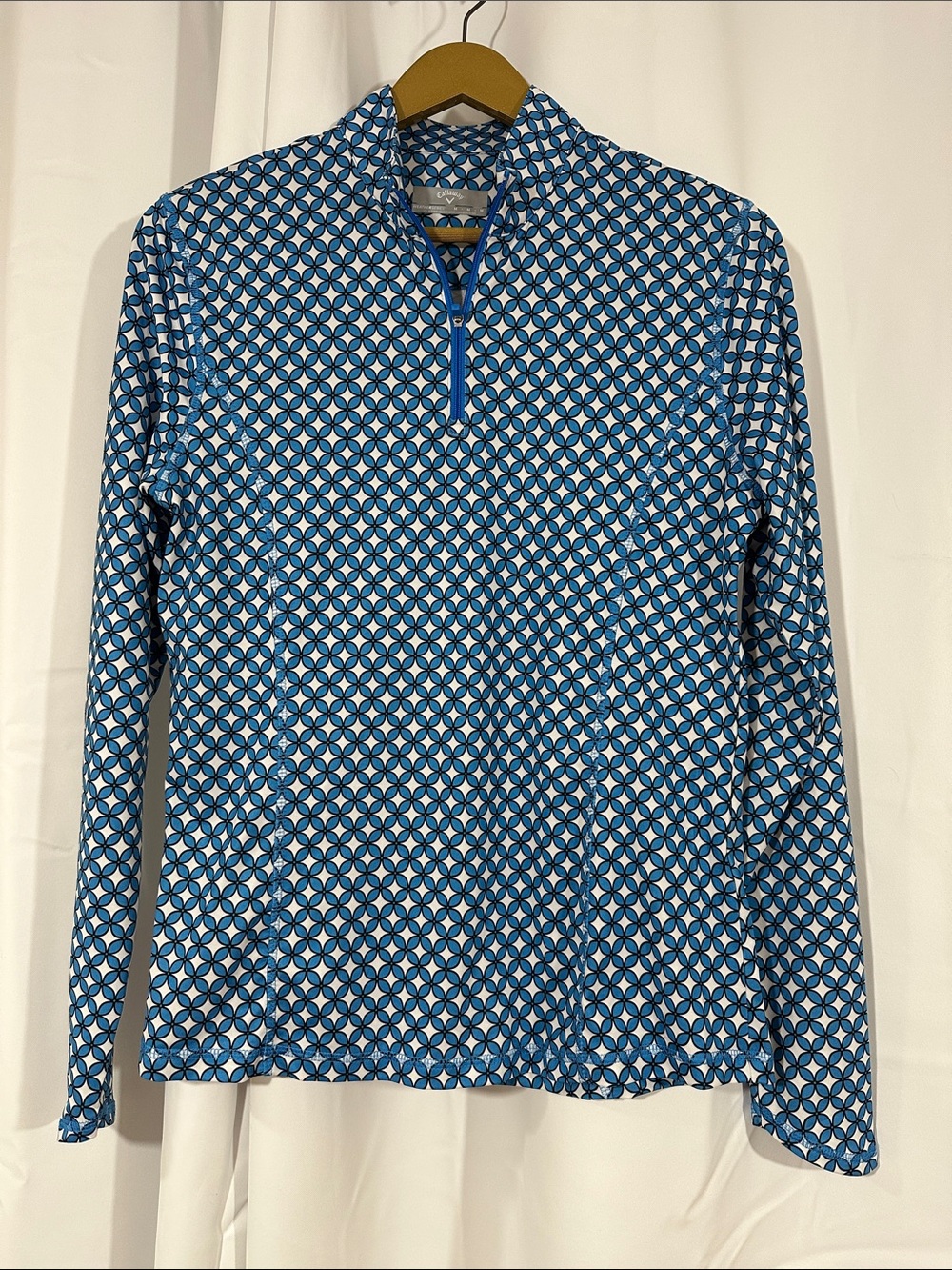 Callaway Weather Series Blue Geometric Quarter Zip Golf Pullover Size Medium